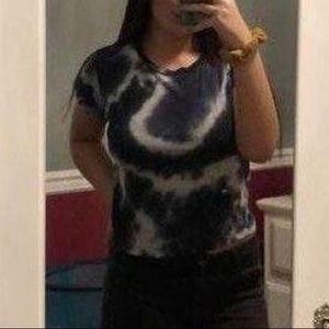 LA Hearts Tie-Die blue Short Sleeve Cropped Tee